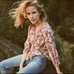 Dôen Camellia Top Floral Printed Cotton Small